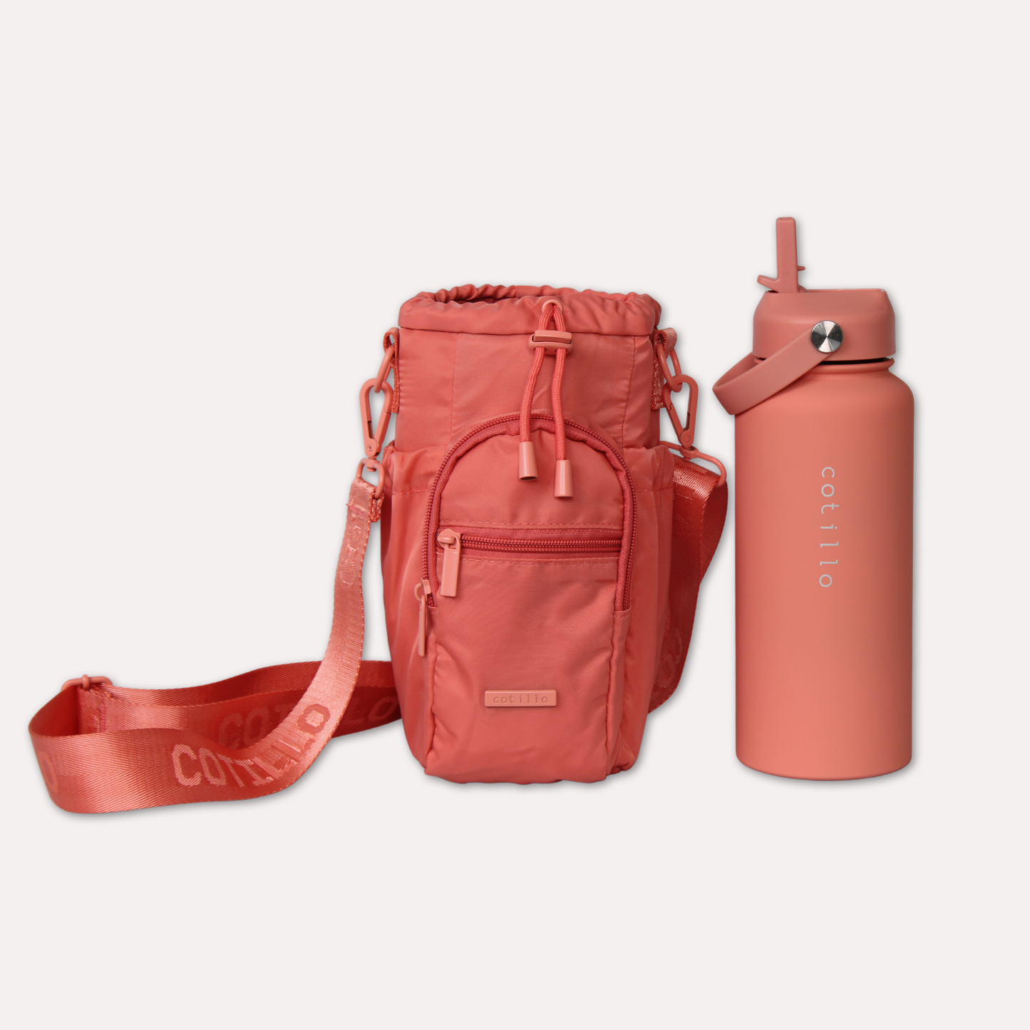 Bag and 1 Litre Insulated Water Bottle Bundle - Coral
