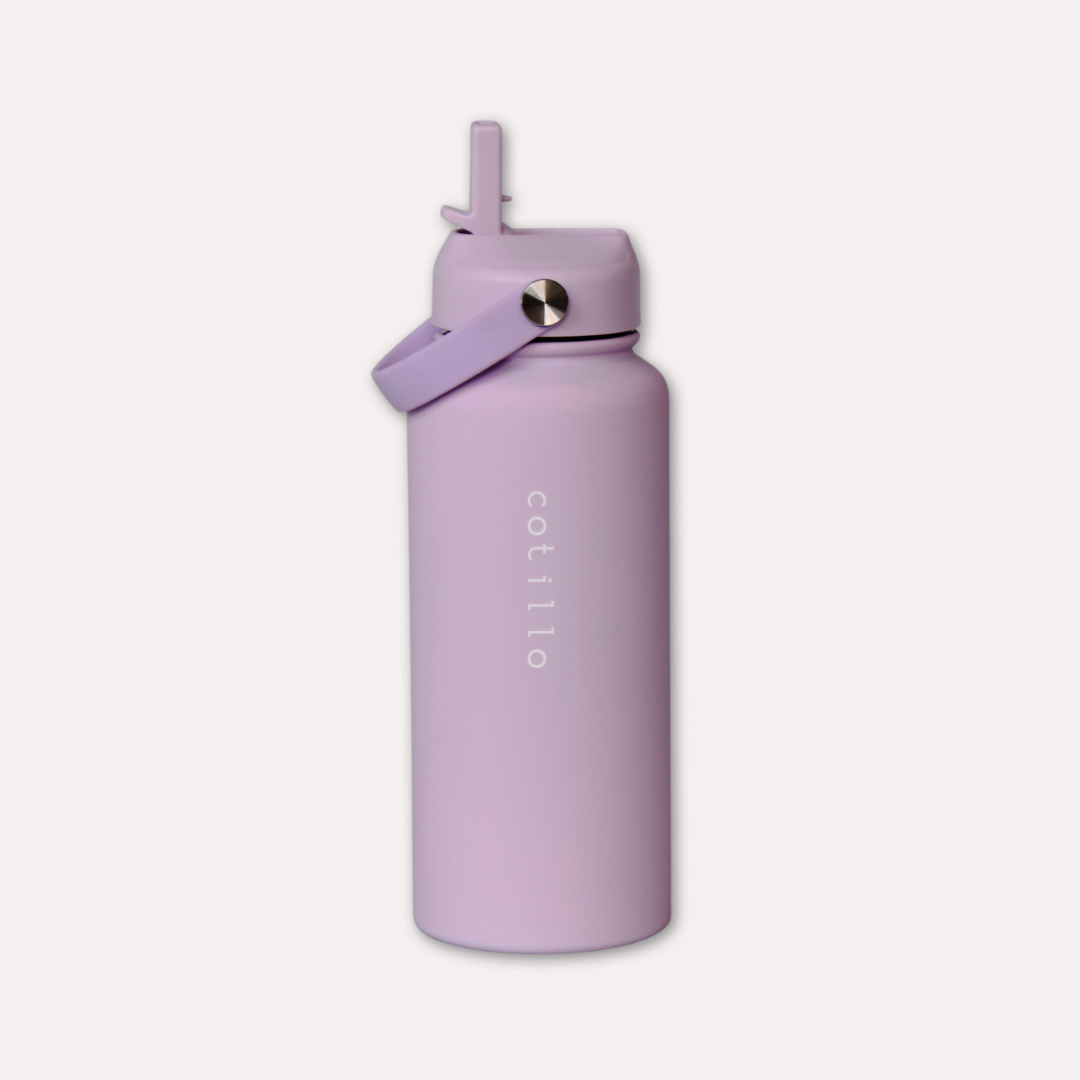 Bag and 1 Litre Insulated Water Bottle Bundle - Coral and Lilac