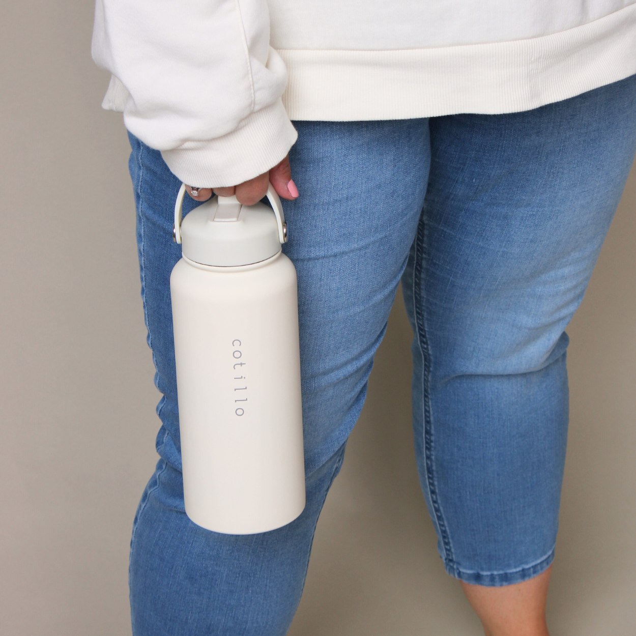 Insulated Water Bottle - Cream (1 Litre/1000ml)