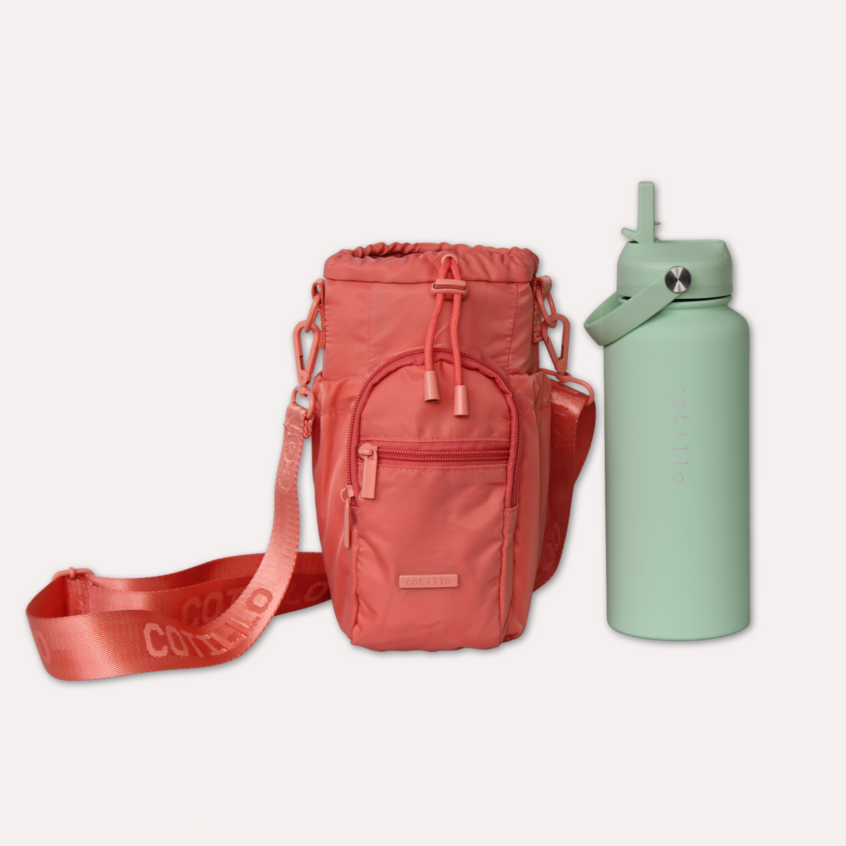 Small Water Bundle Bag and 1 Litre Insulated Water Bottle Bundle - Coral and Mint – COTILLO