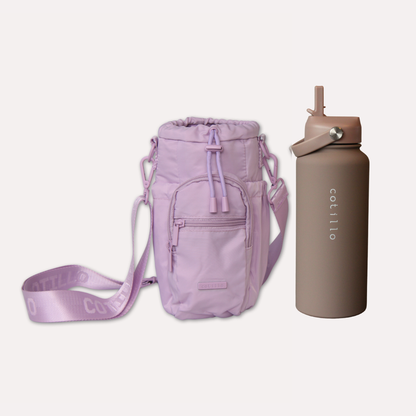 Bag and 1 Litre Insulated Water Bottle Bundle - Lilac and Mocha