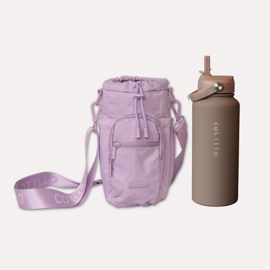 Bag and 1 Litre Insulated Water Bottle Bundle - Lilac and Mocha