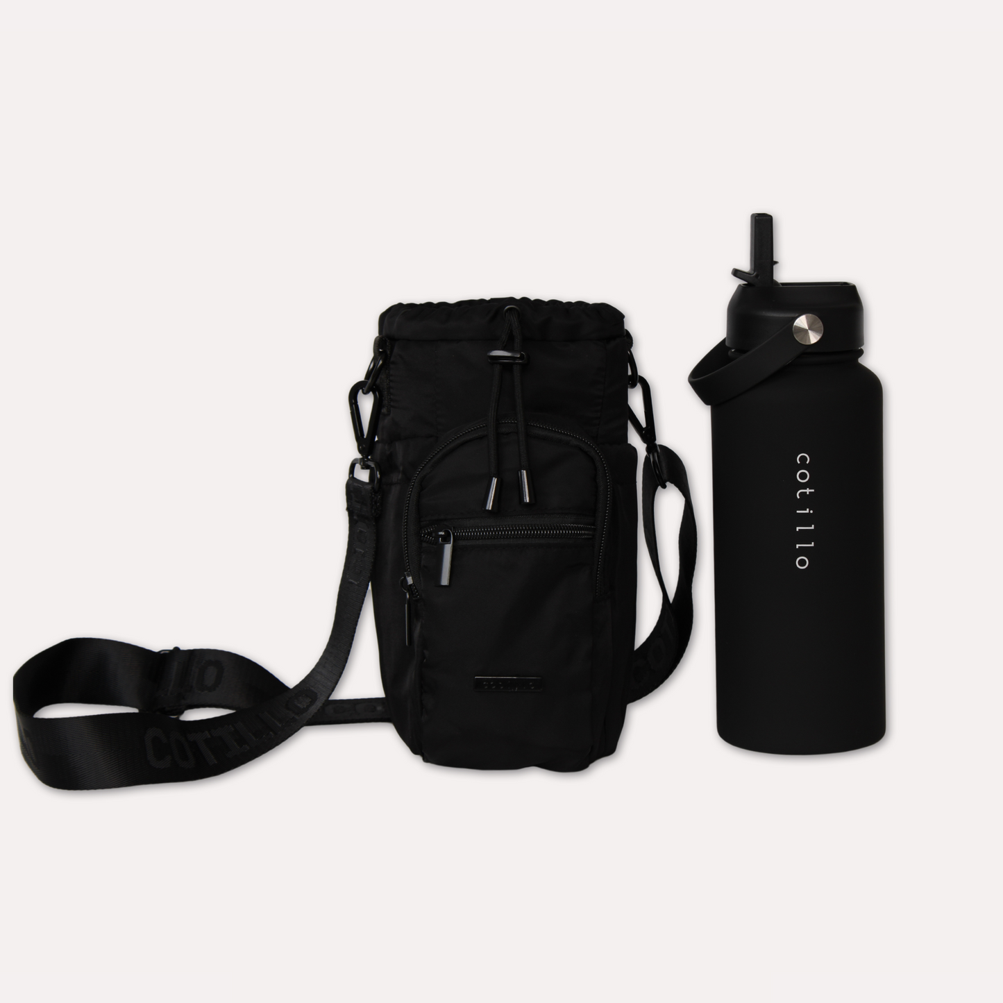 Bag and 1 Litre Insulated Water Bottle Bundle - Black