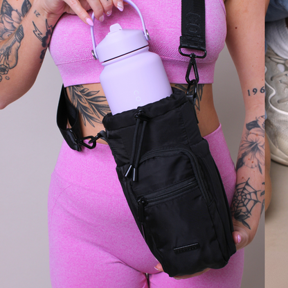Bag and 1 Litre Insulated Water Bottle Bundle - Black and Lilac